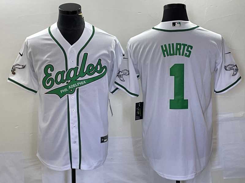 Men's Philadelphia Eagles #1 Jalen Hurts White Cool Base Stitched Baseball Jersey1,We sell and wholesale Men's Philadelphia Eagles #1 Jalen Hurts White Cool Base Stitched Baseball Jersey1 on line form chian!
